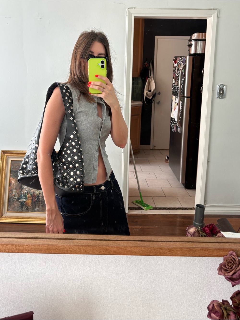Black Studded Shoulder Bag